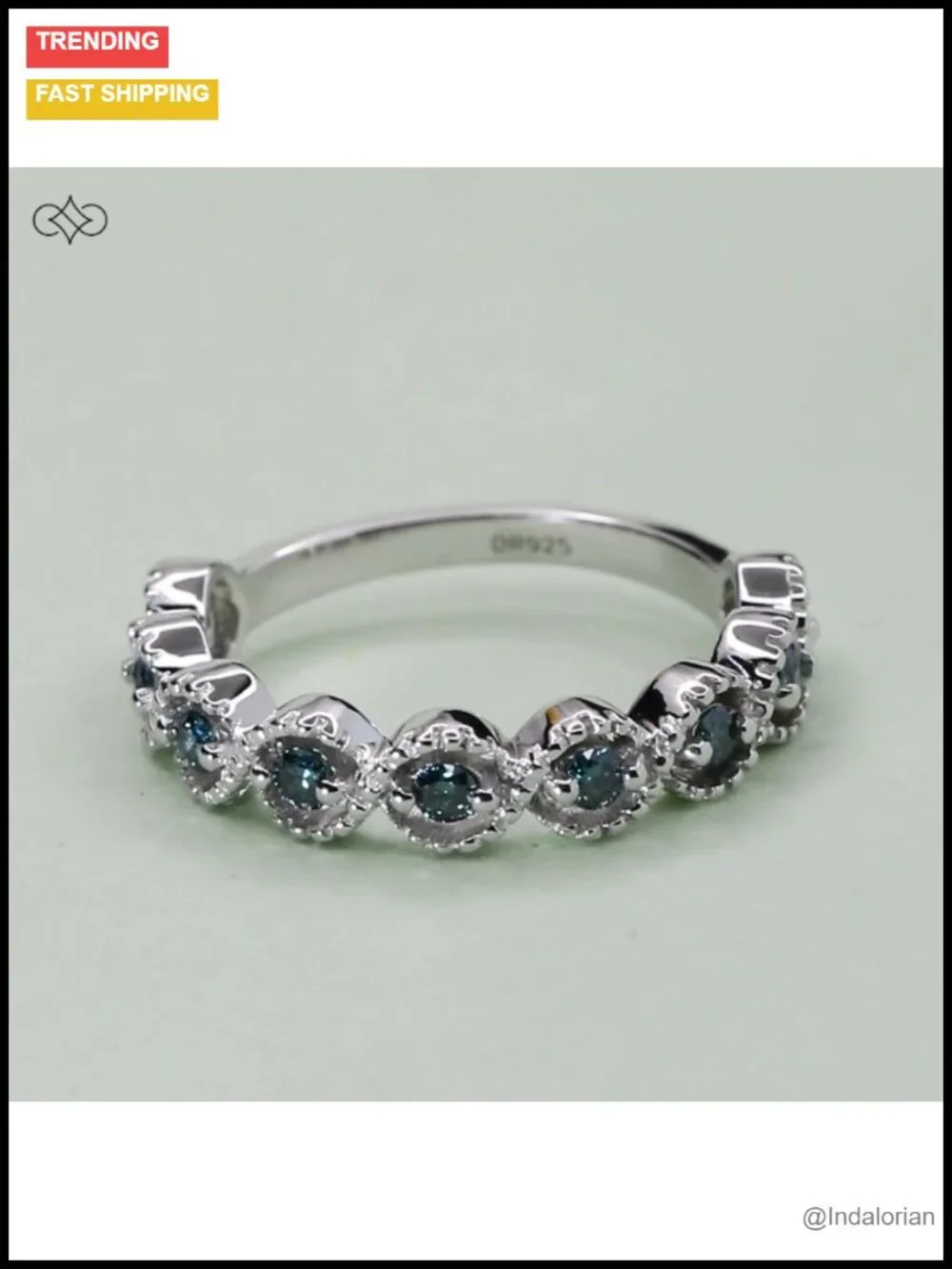 Dazzlingrock 0.10 Ctw Natural Round Diamond 9 Stone Minimalist Stackable